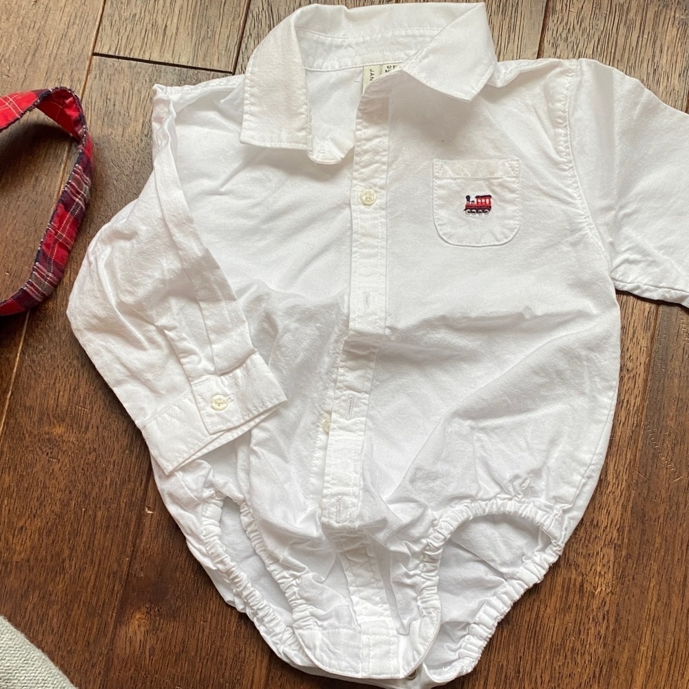 Janie and Jack Red Plaid Overalls with Gray Sweater Set - Picture 9 of 10